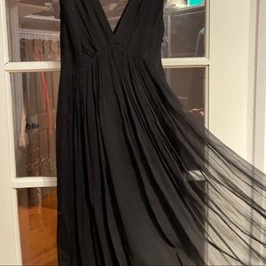 Black deep v-neck dress